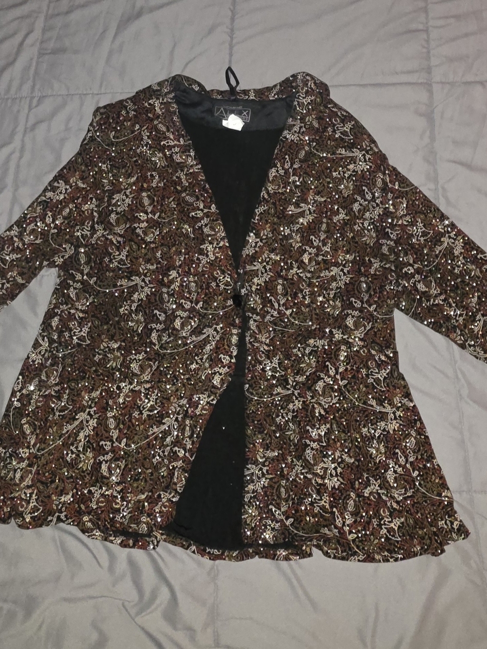 Alex Evenings Brown Multi Sequin Floral Blazer